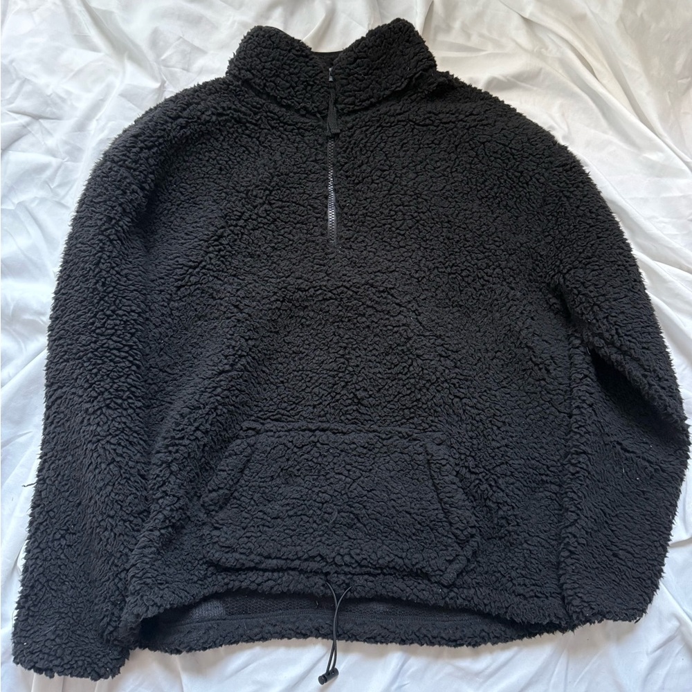 No Boundaries Black Sherpa Half-Zip Pullover